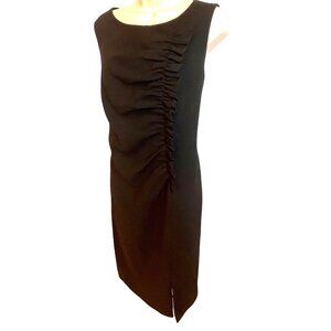 Calvin Klein NWT Black Sleeveless Knee Length Sheath Dress Ruffle Accent Sz 14